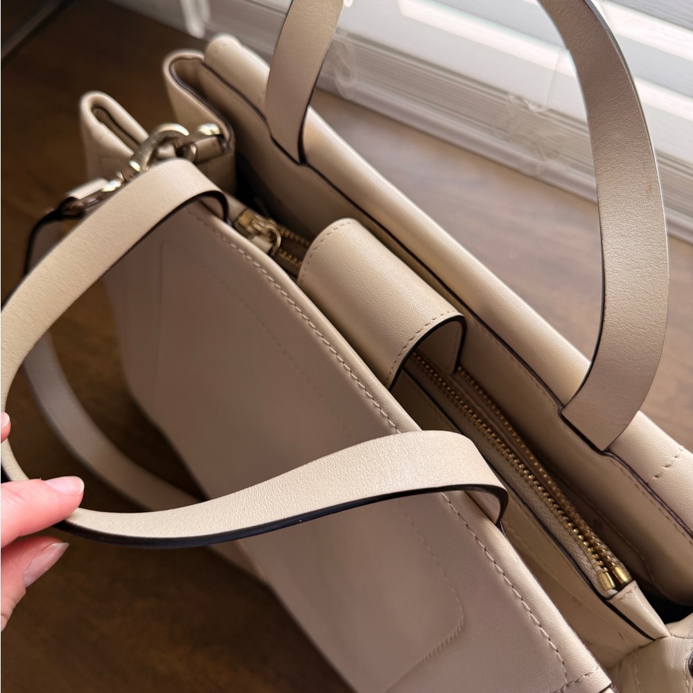 Kate Spade Ivory Leather Bow Satchel with Pyramid Stud Detail - Picture 5 of 13
